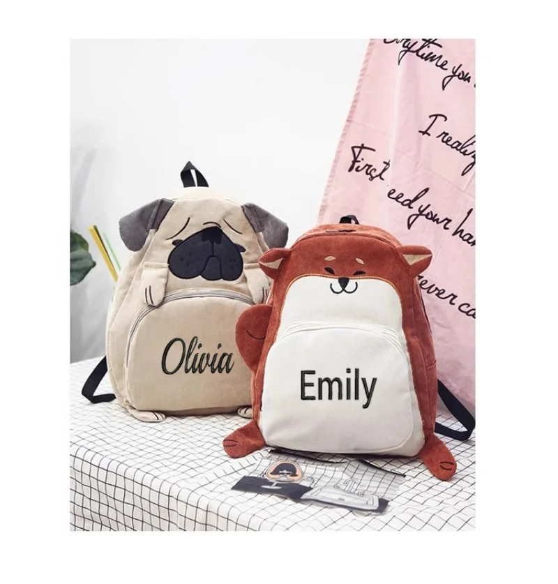 

Embroidered Schoolbag, Girls' School Campus, Harajuku, Ulzzang Trendy Backpack, Corduroy Cute Cartoon Cute Backpack