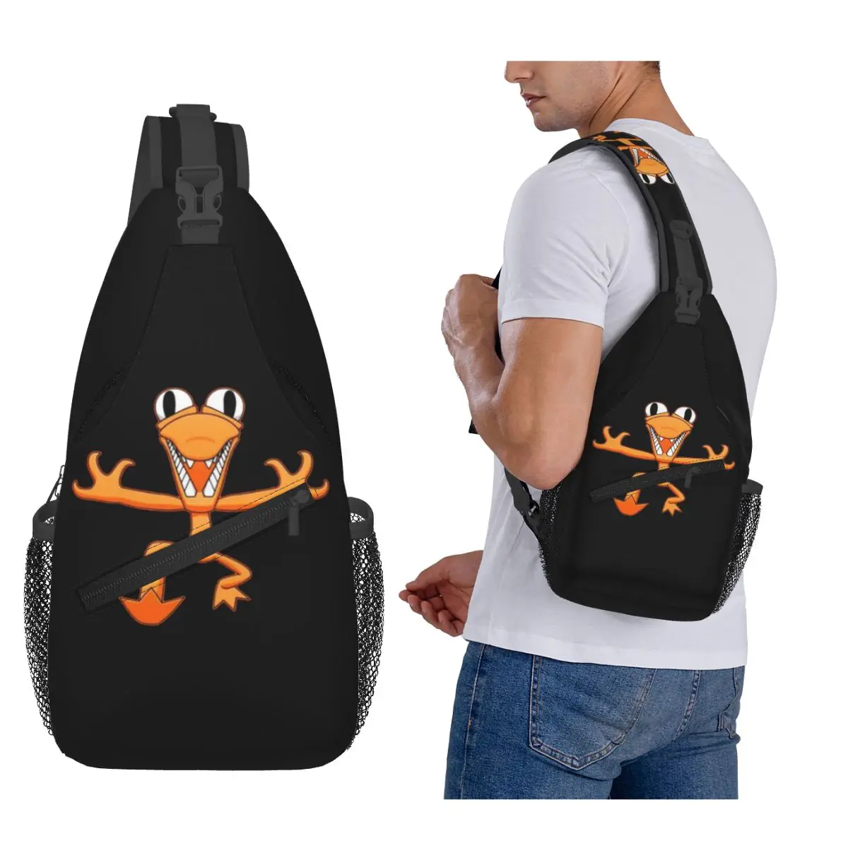 

Orange Rainbow Friend Chest Bag Men Sling Crossbody Backpack Chest Bag Traveling Hiking Daypack Shoulder Bag