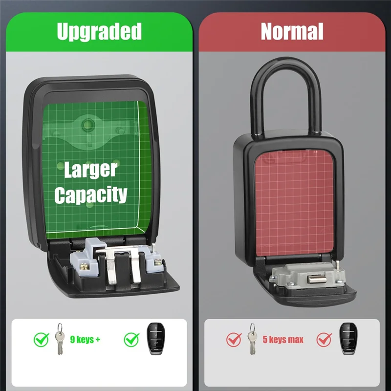 AB46-Key Lock Box With Code,Large Lock Box For House Key Portable Lock Box For Keys,4 Digit Combination Key Safe Storage