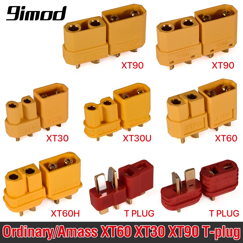 9IMOD 5/10 par XT60 XT30 XT90 T-plug Męskie żeńskie złącza Bullet Amass XT30U XT60H XT90 T Plug Deans do akumulatora RC Lipo