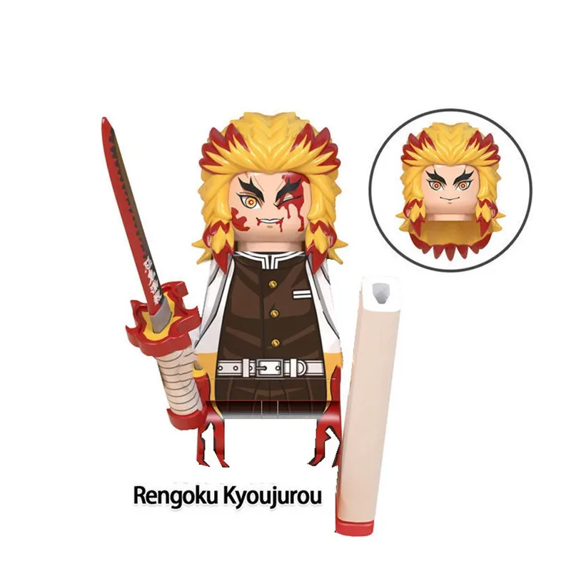 Japanese Anime Demon Slayer Samurai Tanjirou Nezuko Kyoujurou Giyuu Mini Building Blocks Bricks Dolls Action Figure Birthday Toy