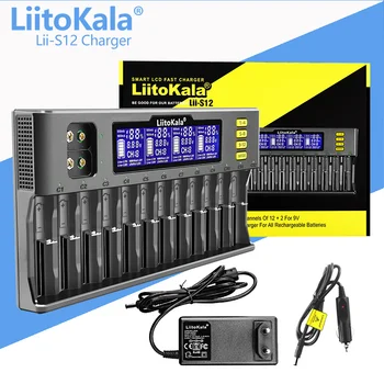 LiitoKala Lii-S12 12-Slot 18650 แบตเตอรี่ชาร์จสําหรับ 20700 26650 21700 14500 10440 16340 1.2V 3.7Vแบตเตอรี่