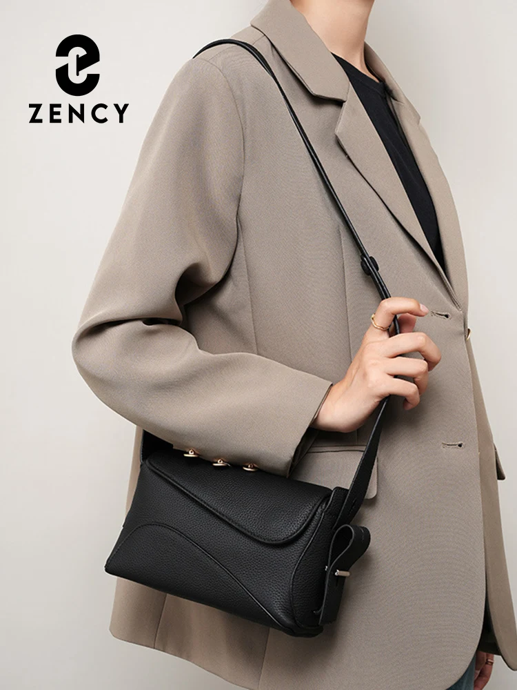Zency 100% Soft Leather Ladies Crossbody Bag Shoulder with Adjuatable Strap Handbag Zipper Closure Satchels for Girlfriend
