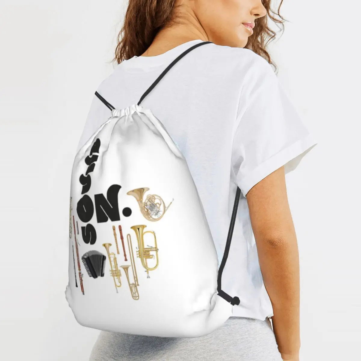 Sound On Euphonium Make Music Backpacks Portable Drawstring Bags Shoes Bag Book Bags for Travel School