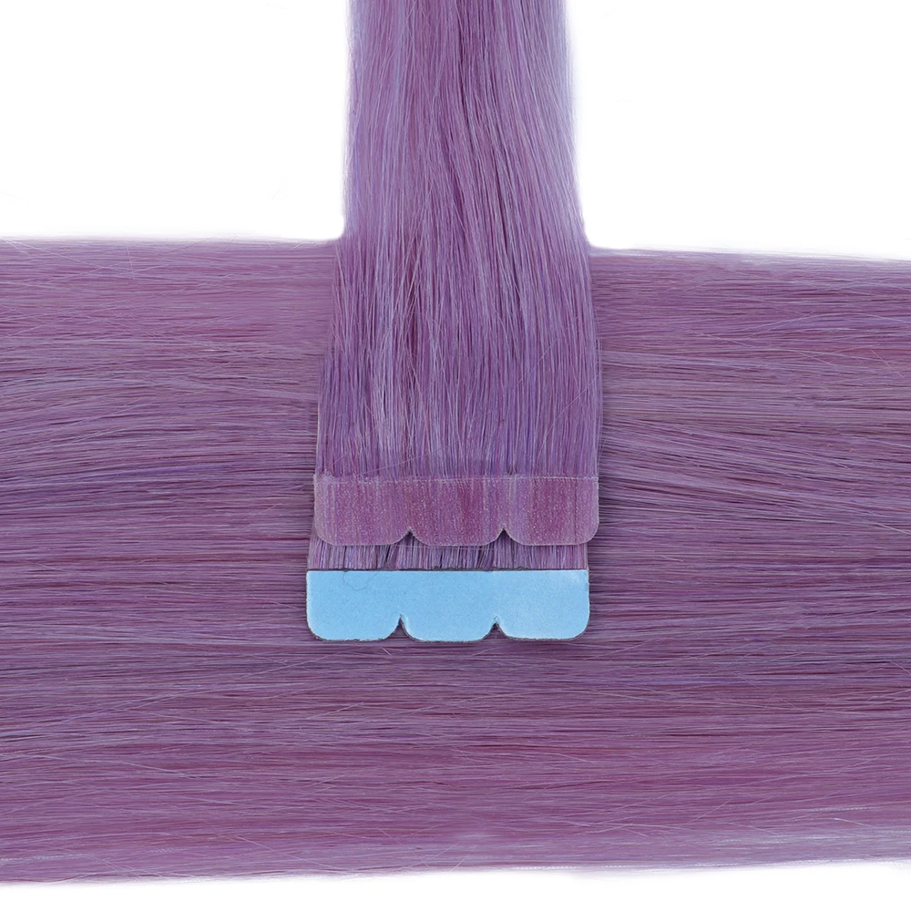 ضوء الأرجواني شريط صغير في وصلات الشعر لحمة الجلد ضعف الجانب غير مرئية سلس الشريط في الشعر 12-20 بوصة 10 قطعة/الحزمة #4