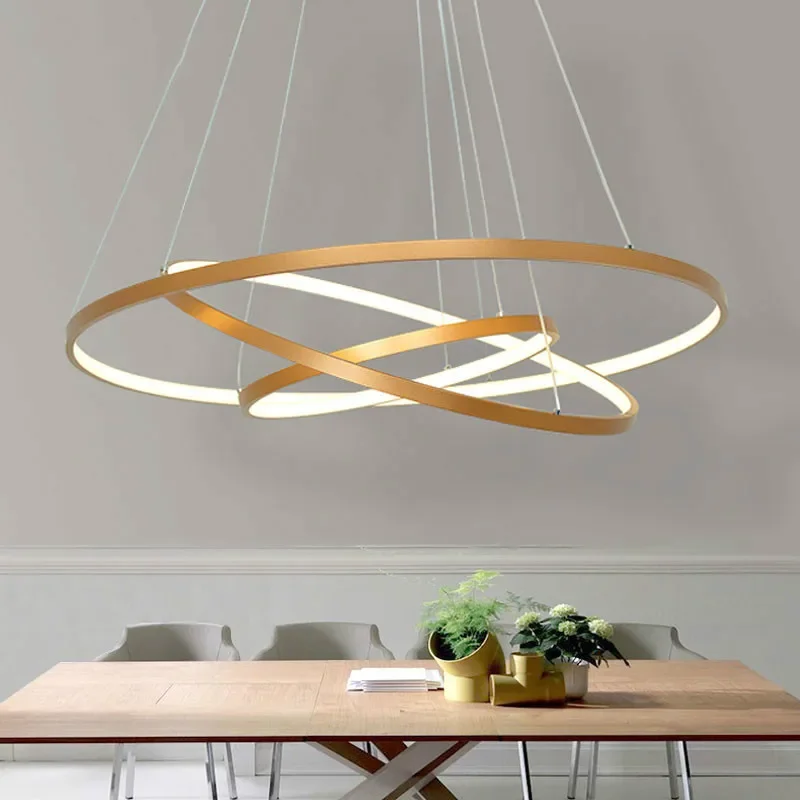 Gold Black Led Ceiling Light Hang lamp Circle Rings   Lamp For Living room Dining  Bed Home Lighting Fixtures