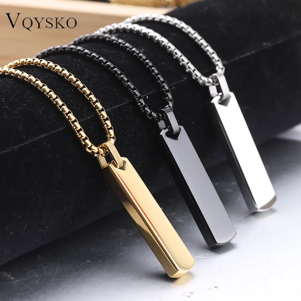 

Персонализированное ожерелье-кулон для женщин и мужчин, простые трехмерные прямоугольные геометрические ожерелья из нержавеющей стали 40 мм