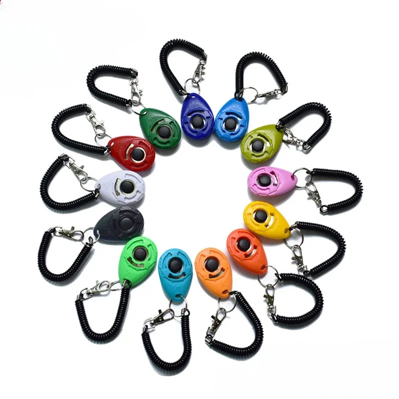 Dog Training Clicker Pet Cat Plastic New Dogs Click Trainer Aid Tools Adjustable Wrist Strap Sound Key Chain Dog Supplies