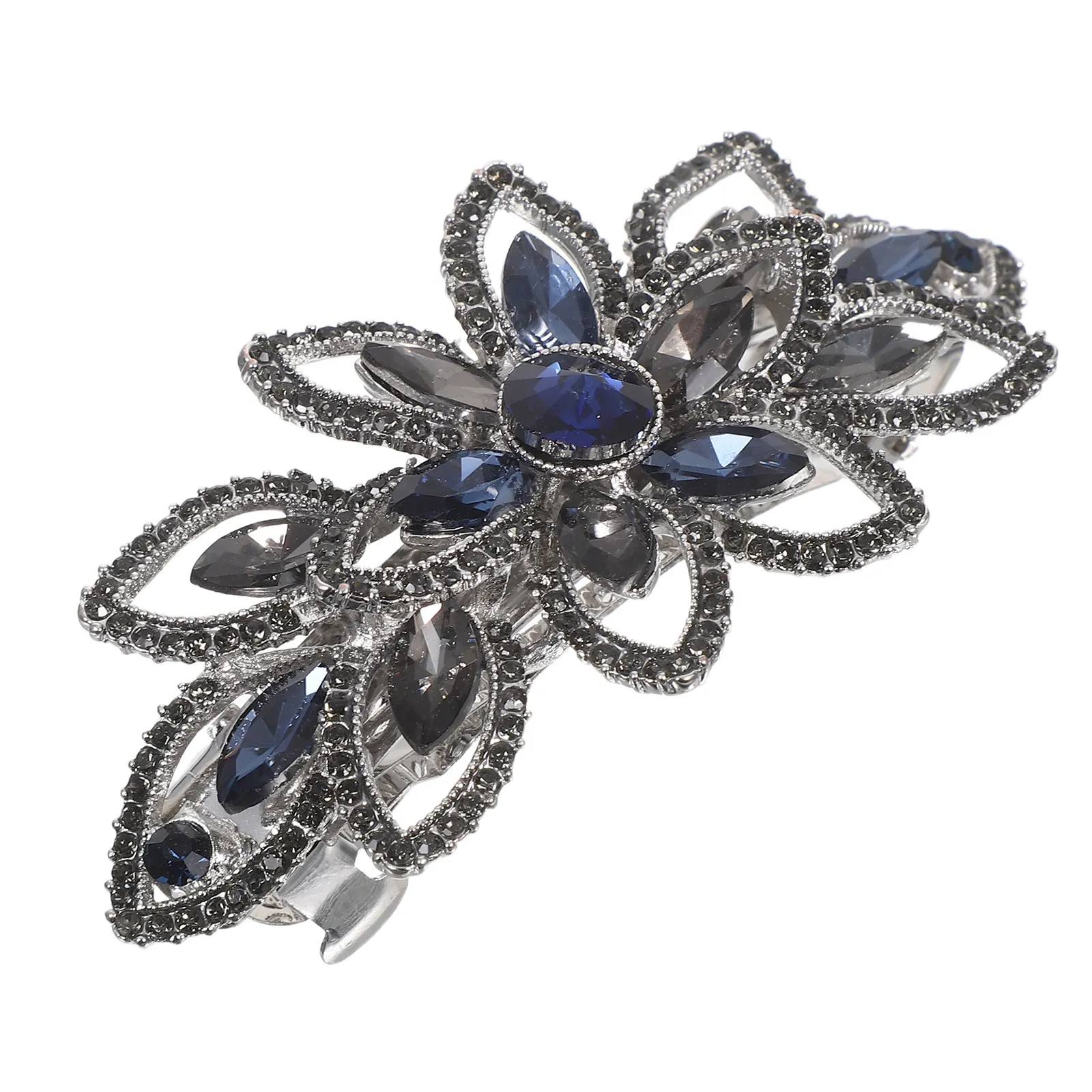 

Elegant Flower Rhinestone Hair Barrette for Women Vintage Metal Hair Clip Secure Spring Mechanism for Styling Parties Weddings