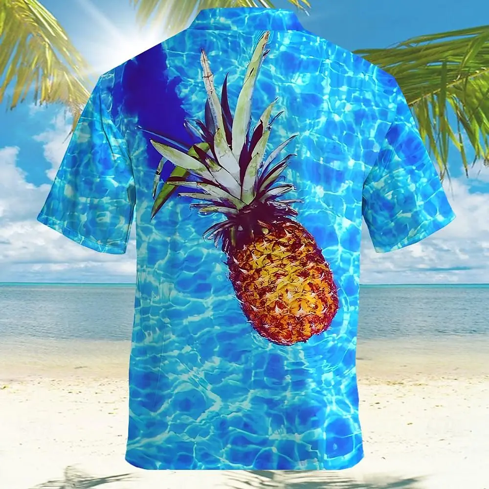 Beach Casual Men's Shirt Pineapple Print Short Sleeve Shirt Summer Fashion Man Clotheing Loose Oversized Hawaiian Shirts For Men