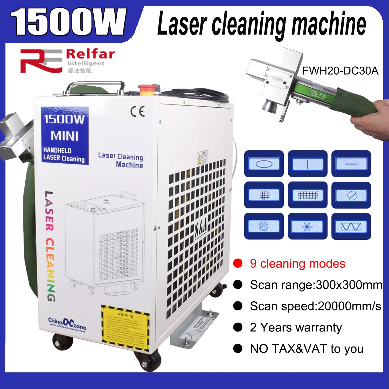 Laser Rust Removal Machine 1500w Double Wobble Hand-Held Fiber Laser Cleaning Machine for Metals with Rust Paint Oil Dirt Stains