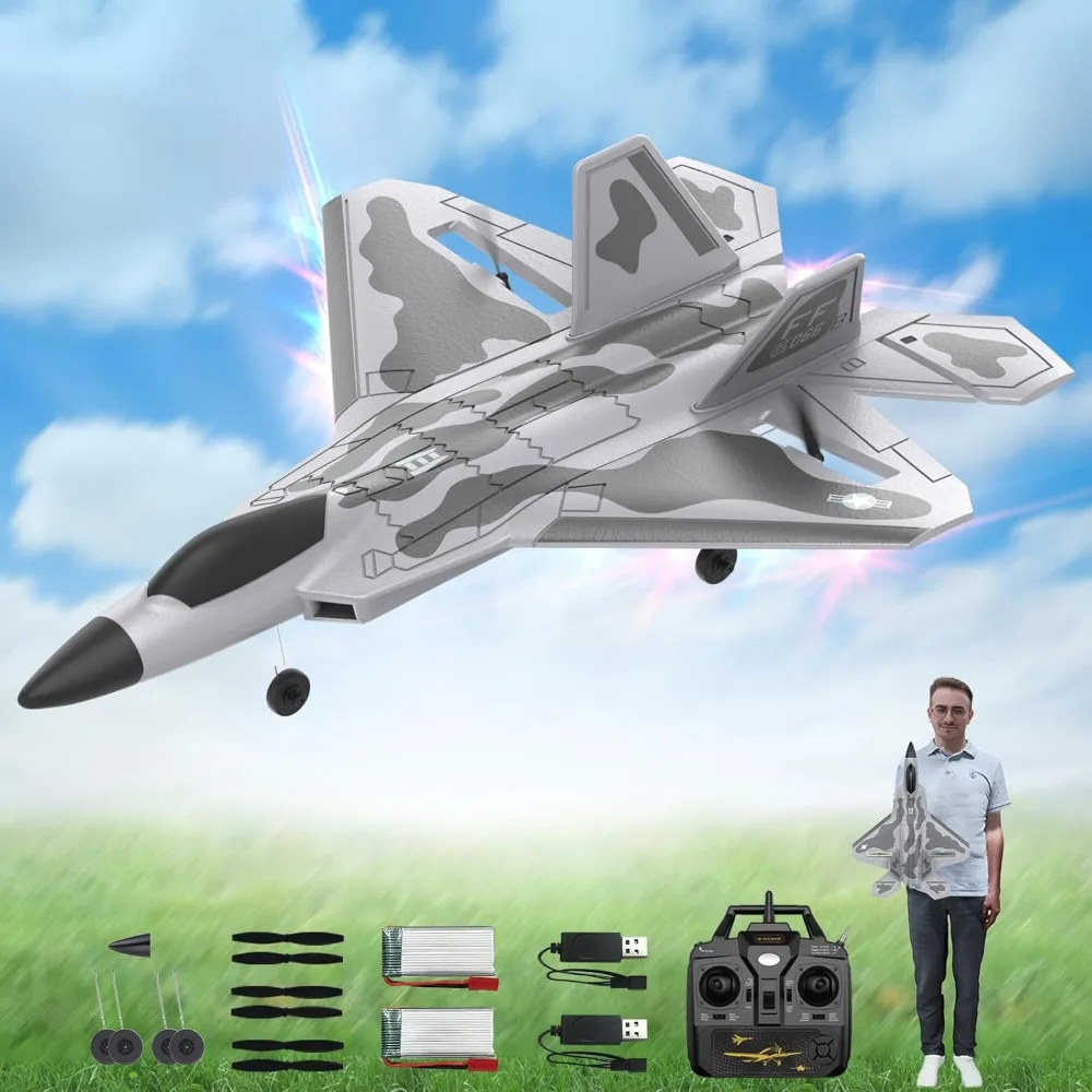 4 Channel 2.4G RC Fighter Plane with 6-Axis Gyro and Lights for Beginners