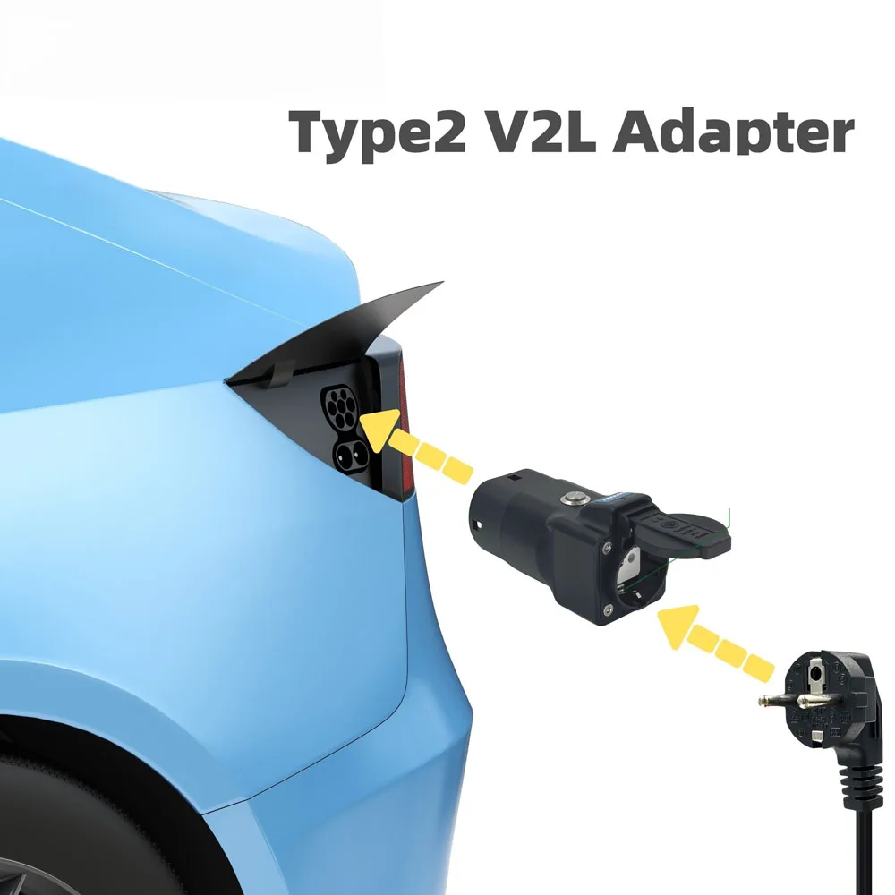 Universal EU V2L Discharge Adapter EV External Power Supply Converter 16A 3.5KW Electric Car Discharger Plug for Camping Outdoor