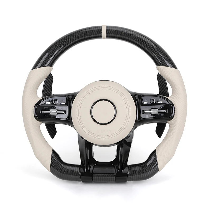 2025 Volant Lenkrad Half Leather Carbon Fiber Steering Wheel for Mercedes Benz W203 W204 W205 W221 W222 C217 C300 C55 AMG