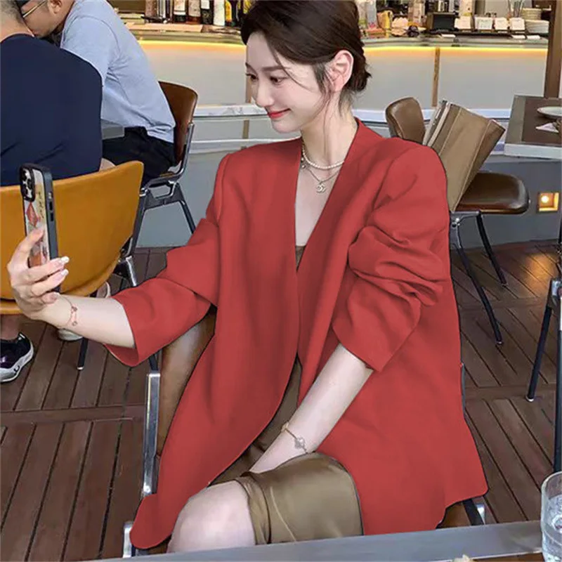 

New Women's Casual White Small Size Suit Jaet Spring Autumn Top Long Sve Polyester Fiber Formal Wear Commute Sle
