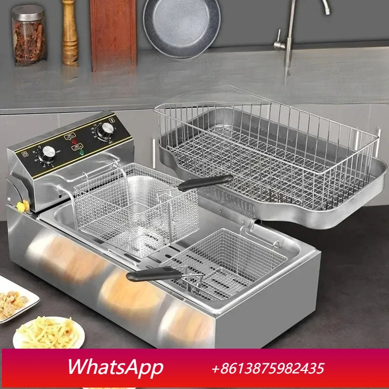 

lcx Commercial Electric Fryer Large Capacity French Fries Fryer Skewers Equipment Stall Chicken Fryer