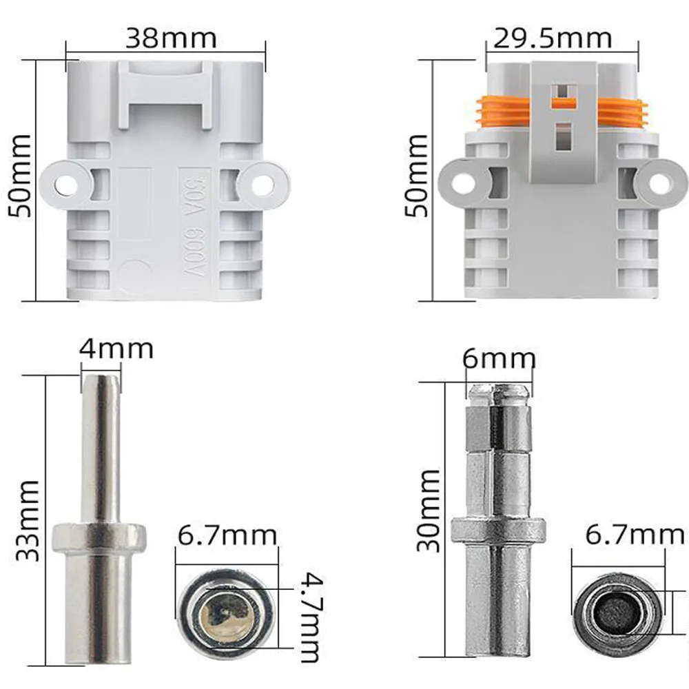 

for Electric Car Battery High Power 50A 600V Male/Female Connectors High Current Straight Plug Cable Waterproof Connectors