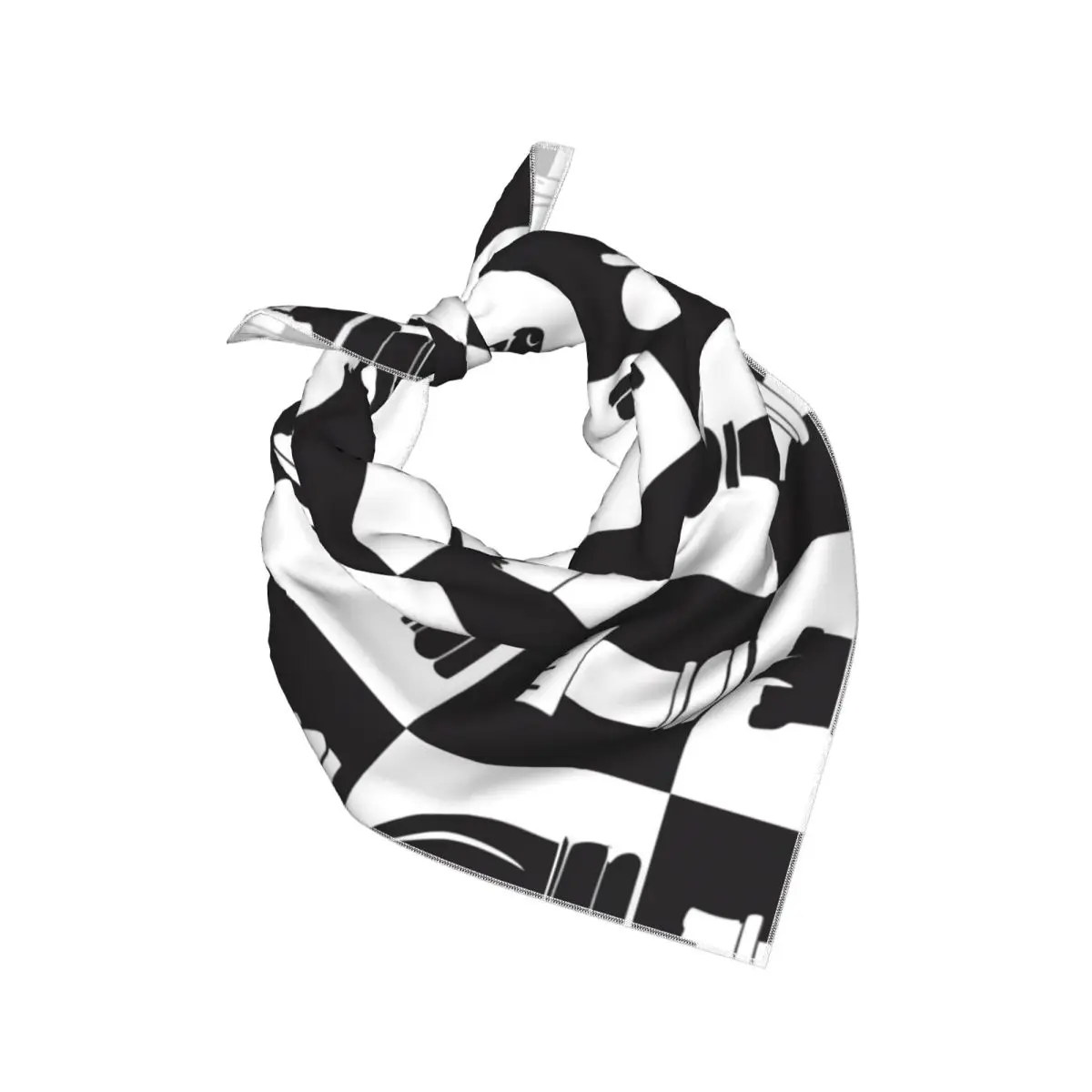 Smooth Faux Silk Square Scarf for Lady Chess Pieces On Board Imitation Silk Neckerchief Head Wrap Bandana Accessories
