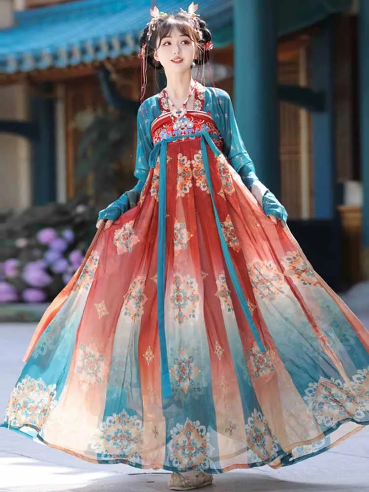 

Китайское платье Ханьфу для женщин, винтажное красное платье в стиле династии Тан, костюм для Хэллоуина, карнавала, косплея, вечеринки, платье Ханьфу больших размеров