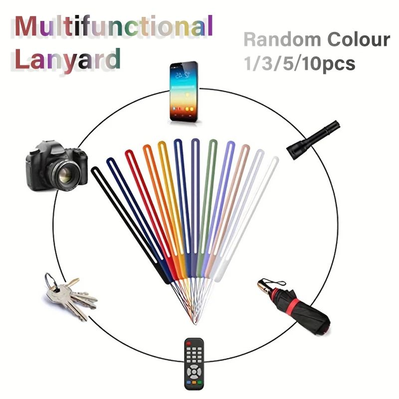 1/3/5/10 Stück Zufällige Farbe Telefon-Lanyard Universal-Telefonhülle Silikon elastische Anti-Verlust-Kabel USB-Laufwerke, Kameras, Schlüsselanhänger-Gurte