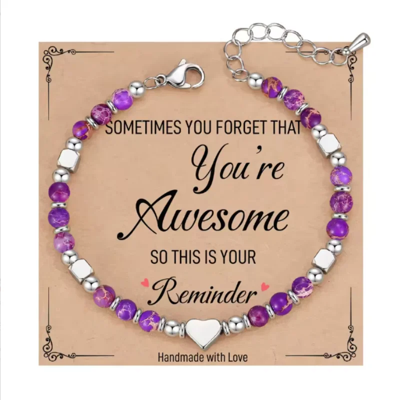 4mm Dainty Natural Amazonite Stone Bracelet for Men Women Amethyst Rose Quartz Stainless Steel Chain Adjustable Beaded Bracelet