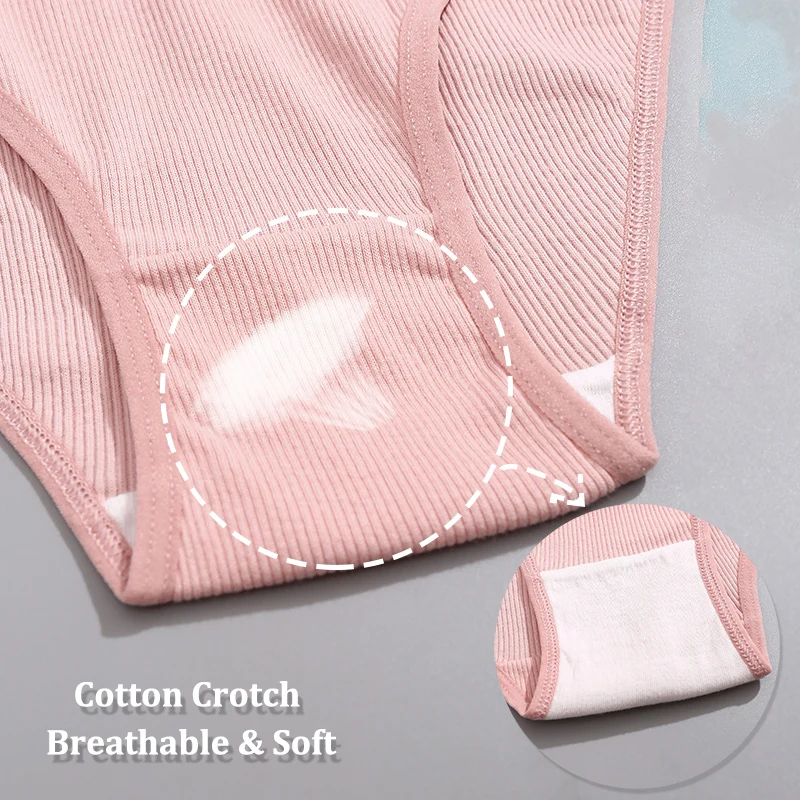 6PCS Sexy Cotton Panties V Waist Low-Rise Sexy Briefs Lingerie Female Ribbed Soft Underwear Girls Cozy Breathable Underpants