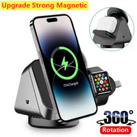 360° Rotating 3 in 1 Wireless Charger Stand Magnetic Fast Charging Station For Magsafe iPhone 16 15 14 Pro IWatch 1-10 Airprods