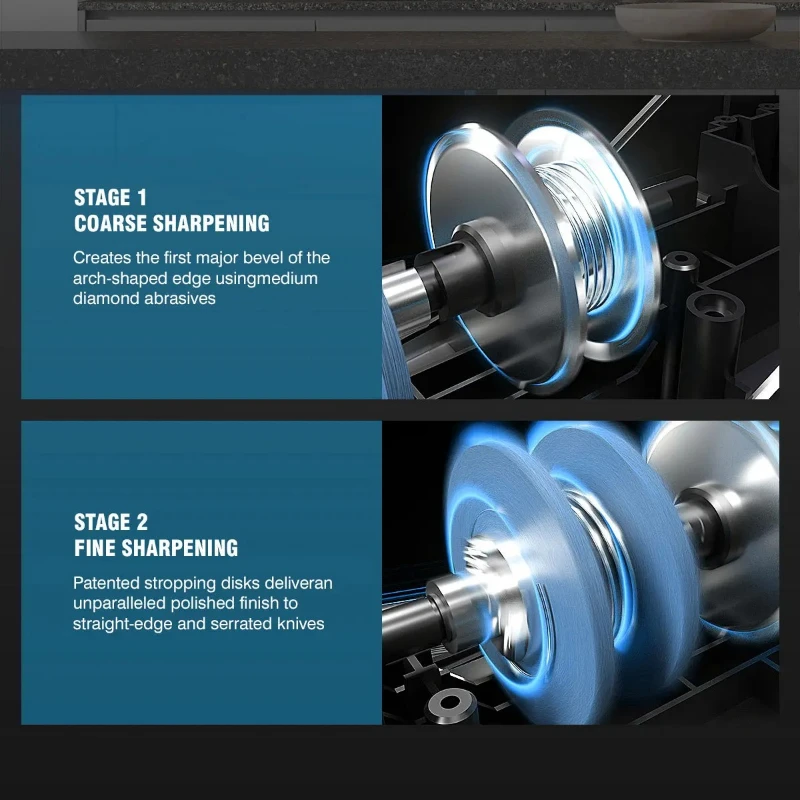 مبراة سكاكين كهربائية جديدة لعام 2026 بمرحلتين، نظام جلخ ماسي 600/1000 حبيبة، عالي السرعة مع قاعدة مضادة للانزلاق لآمن وسهل #6