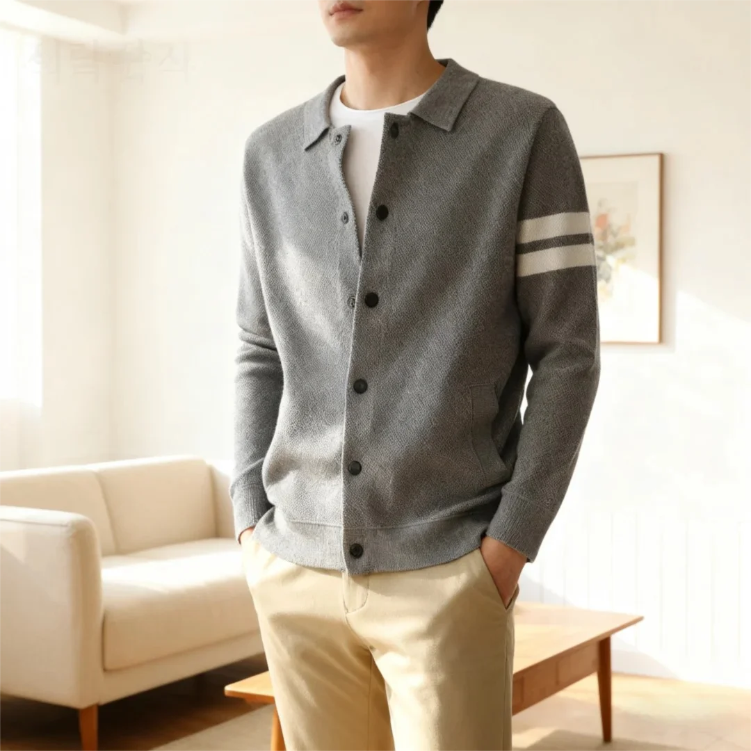 

Men's Knit Blazer - Asian Fit Cardigan with Notch Lapel (Contemporary Casual Wear)