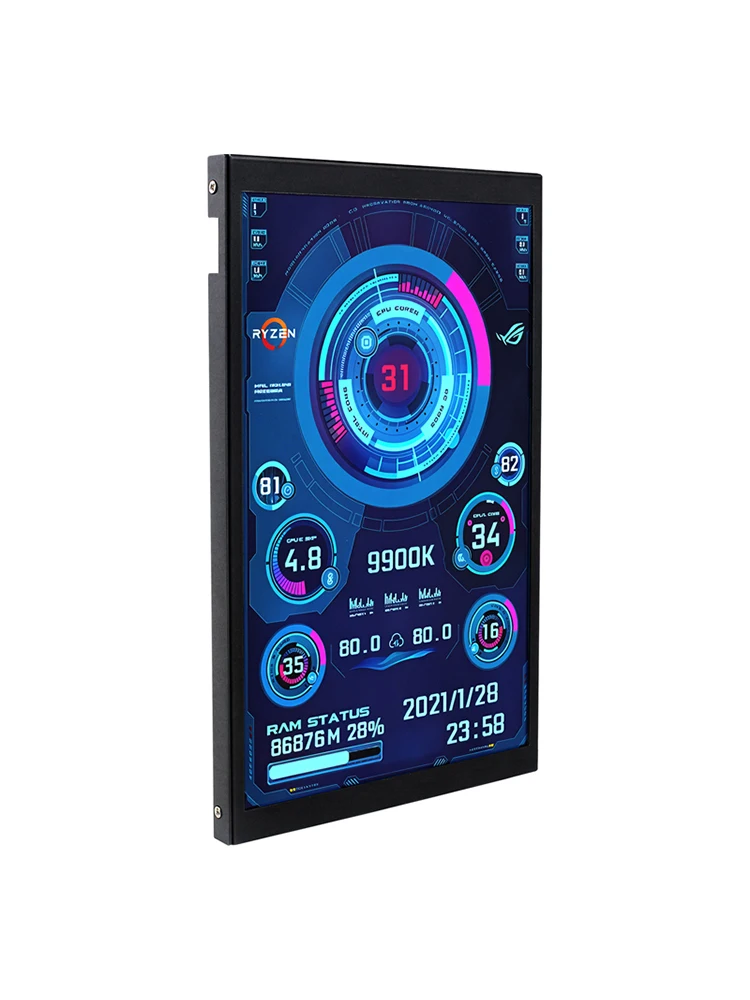 TURZX 8 pouces écran secondaire IPS USB LCD CPU GPU RAM 1280*800 moniteur d'ordinateur extension bureau pour Windows 10 11