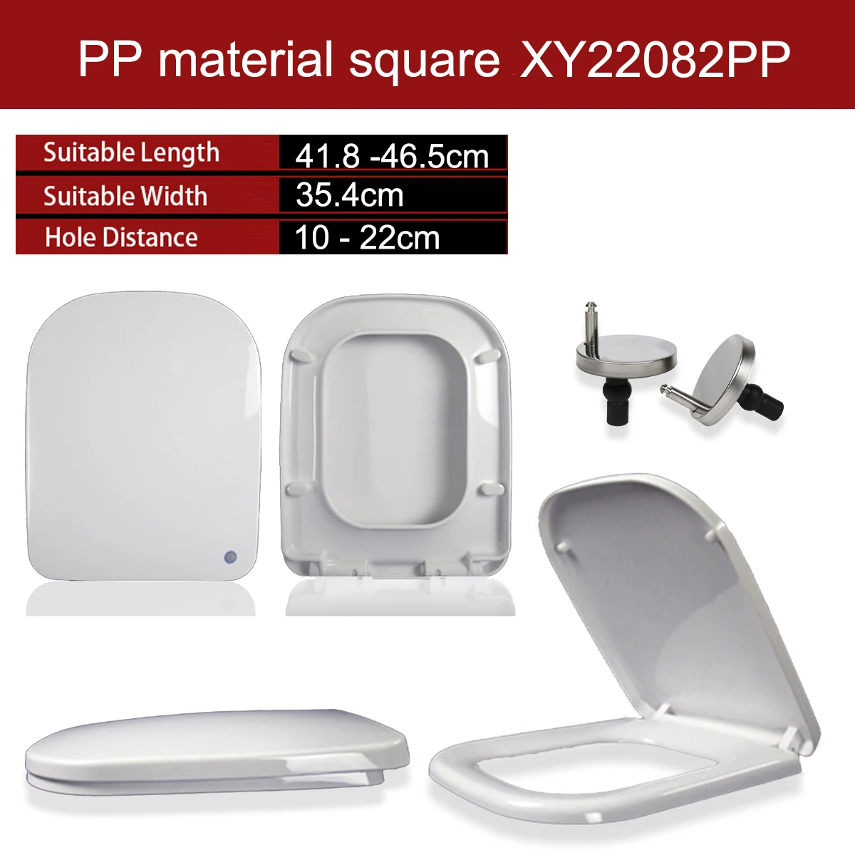 

Universal Square Rectangle Slow Close WC Toilet Seats Cover Bowl Lid Top Mounted Quick Release PP Board Soft Closure XY22082PP