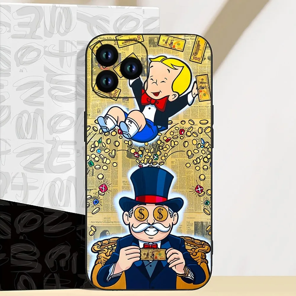 Cartoon Luxury Dollar Monopolys Phone Case For iPhone 11 12 13 14 15 Mini Pro XS Max X S Plus XR Shell