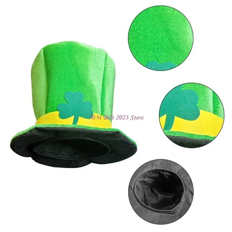 49ME سانت باتريك يوم شامروك البرسيم الأخضر المخملية أفضل قبعة الأيرلندية الجني قبعة تأثيري حلي ديكور الحفلات لصالح الرجال #4