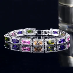 ThreeGraces New Fashion Luxury Brand Big Colourful Cubic Zirconia Crystal Bracelets Jewelry Gift For Women Accessories BR113
