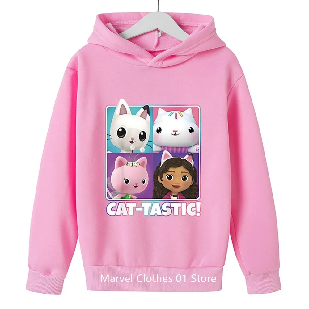 2024 Spring Autumn Gabbys Doll House Hoodie Kids Long Sleeve Coats Boys Cartoon Gabbys Cats Sweatshirt Girls Casual Clothes