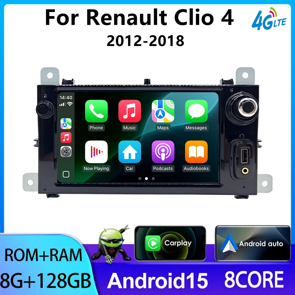 Radio para Auto con CarPlay y Android Auto para Renault Clio 4 Clio IV 2012-2018, Sistemas Inteligentes GPS, Estéreo Multimedia, Autoradio de 7 Pulgadas