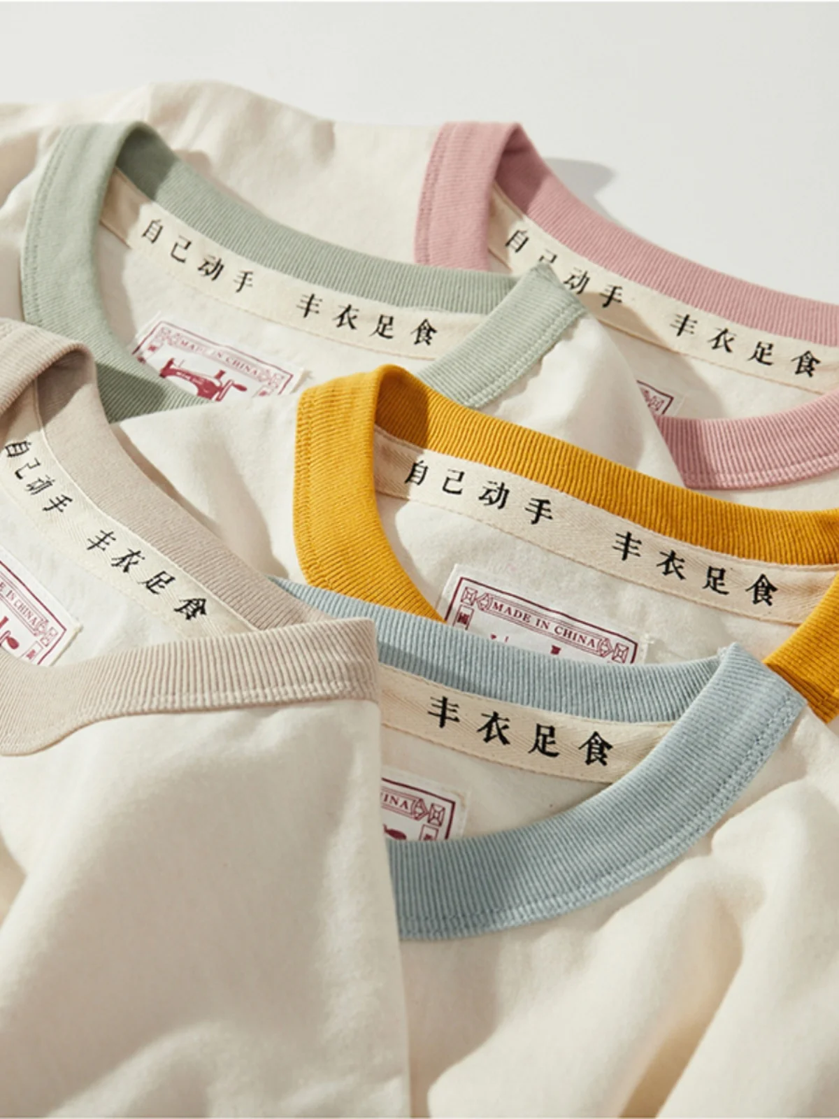 

Retro Vintage Color Blo round Ne ort Sve T-irt Men's Summer New Sle 20g Heavy Pure Cotton Base irt