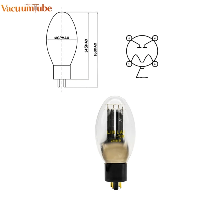 LINLAITUBE 274B-D Full Wave Rectifier Tube, Titanium Plate Suspension Hook Filament Water Drop Bulb For Vintage HiFi Tube Amp