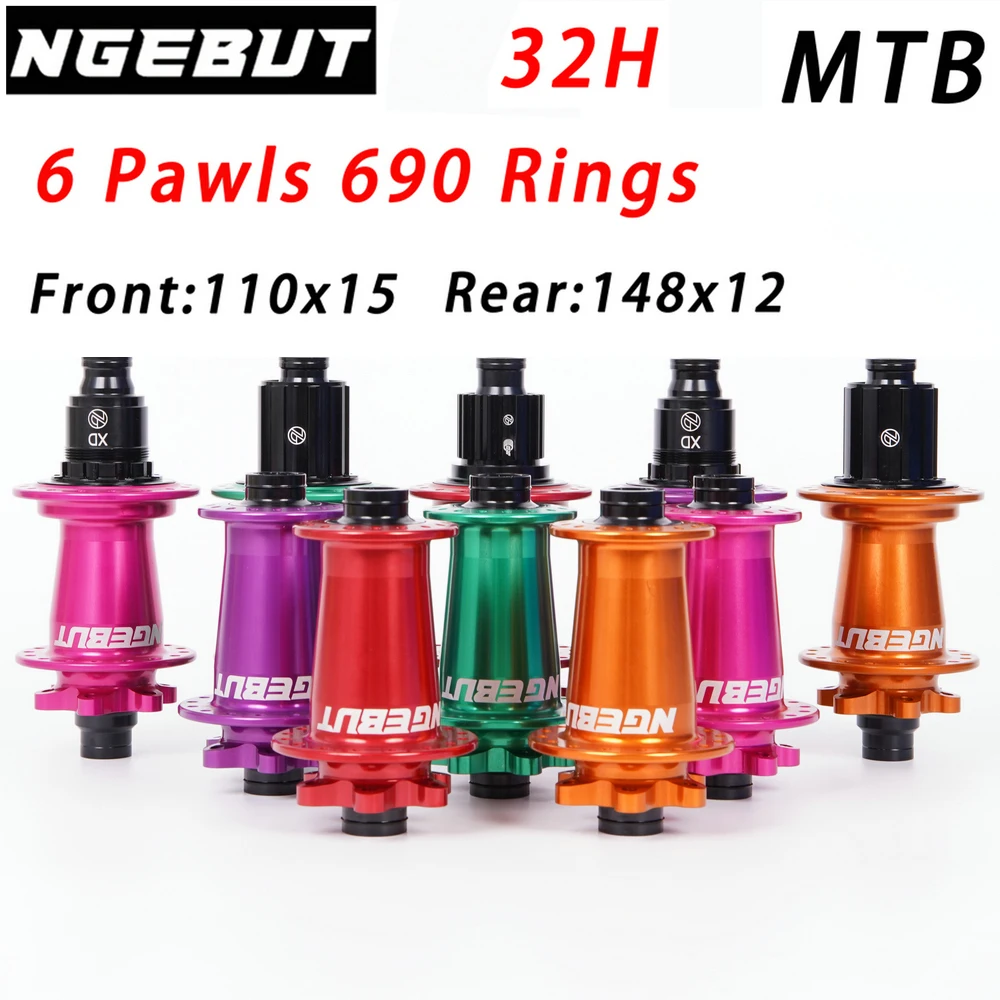 NGEBUT Color 690 Rings Bicycle Hub Sealed Bearing 6-bolt Disc Brake J-Bend 32 Holes Boost MTB Hub For SHIMANO HG 15*110 12*148