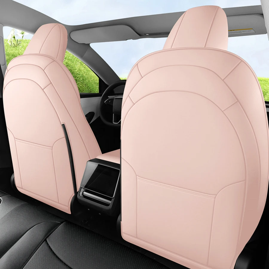 Capas de assento personalizadas para Tesla Model Y Juniper Model 3 Highland, conjunto completo de couro, protetores de almofadas de assento, acessório