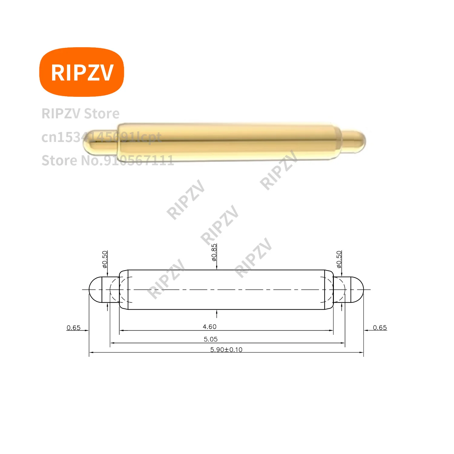 

0.85x5.9mm Spring loaded Pogo Pin DIP Contact pin customized brass gold plating thread Dual-head connector male female