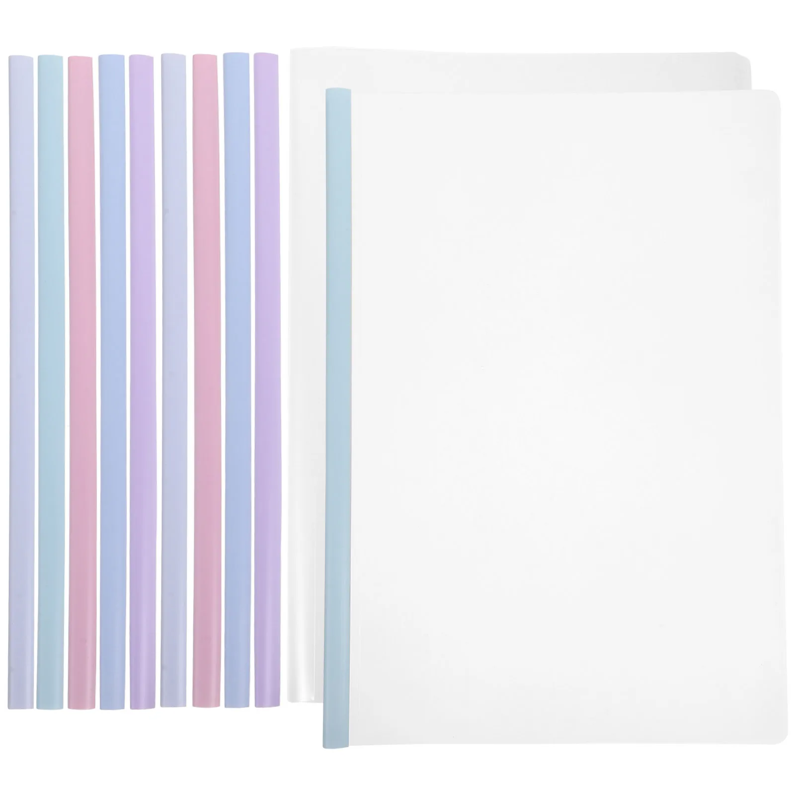 10pcs Waterproof Document Folder Plastic Slide Binder For Report Binding Pull Rod Clip Loose Leaf Clips Bookbinding Stationery