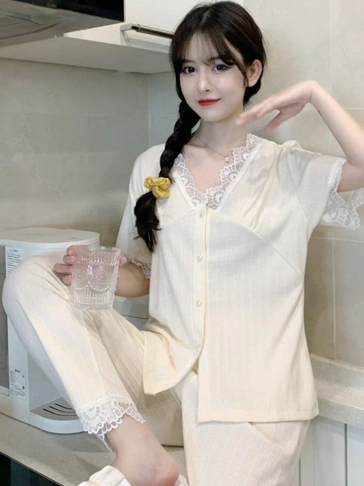 Pajama Sets Women 3pcs Summer Elegant Leisure Comfortable Sweet Fashion All-match Students Ulzzang Daily Chic Design Attractive