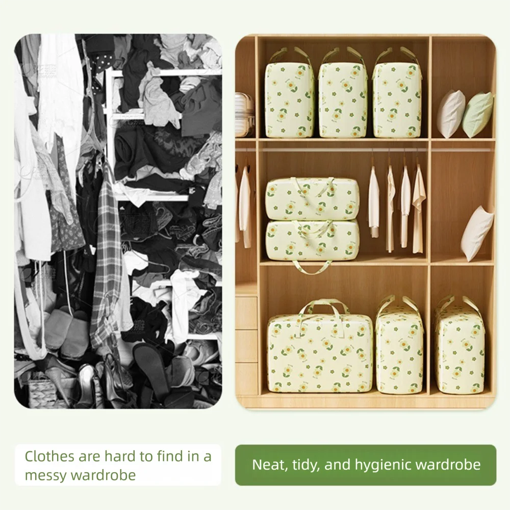 

Durable Print Quilt Storage Bag Non-Woven Large-capacity Moving Bag Foldable Moisture-Proof Clothing Finishing Pouch Household