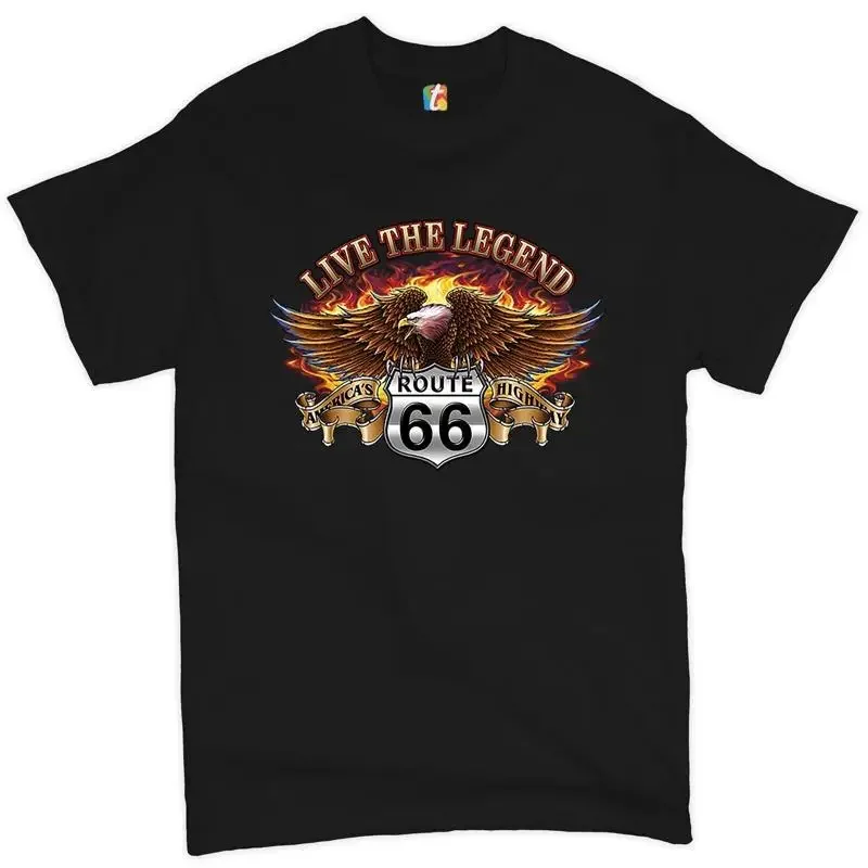 

Live the Legend America's Highways T-shirt Route 66 Bald Eagle Men's Tee