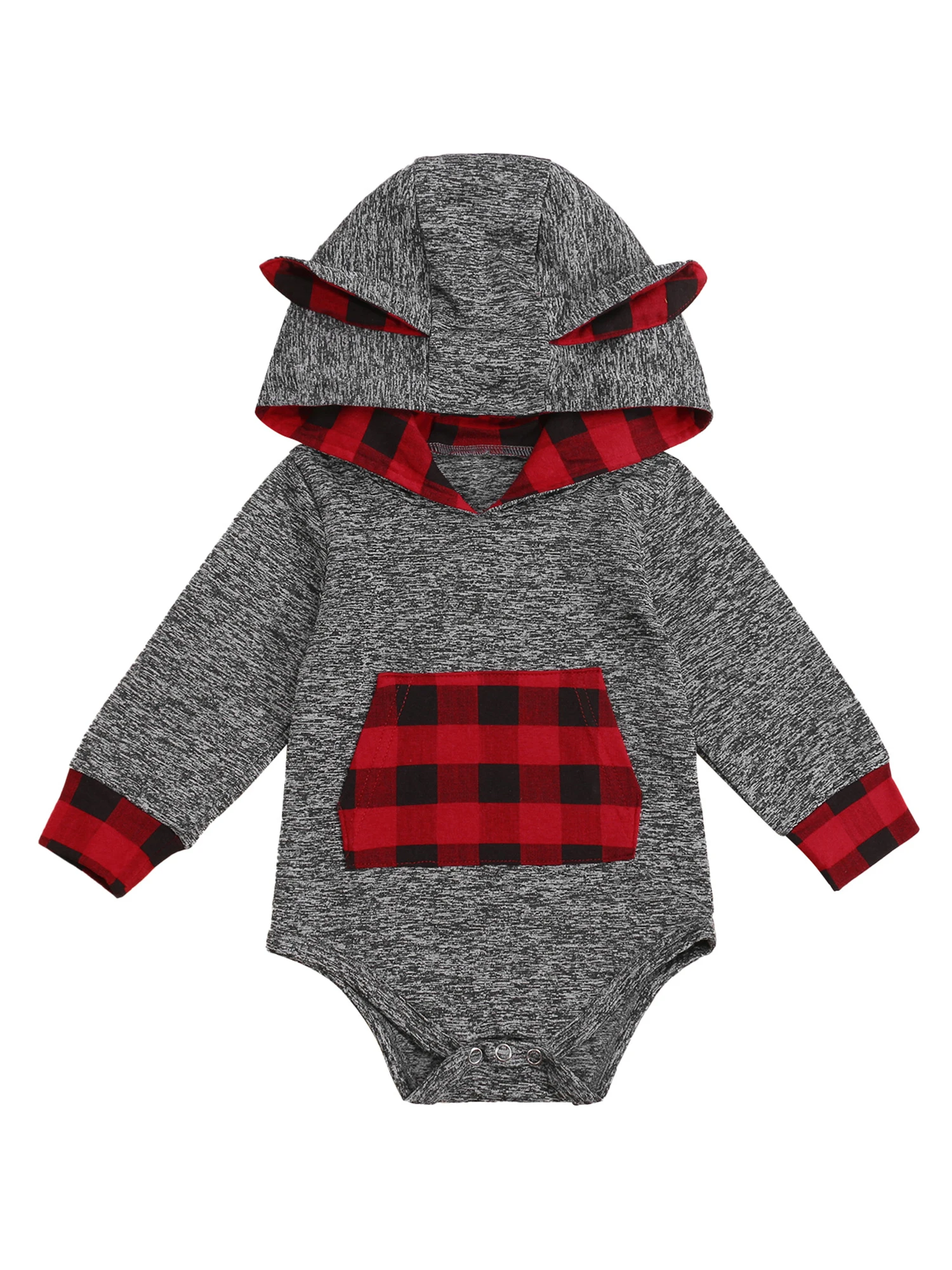 

Toddler Winter Adorable Hooded Romper with Bear Ears Warm Long Sleeve Jumpsuit for Baby Christmas Party