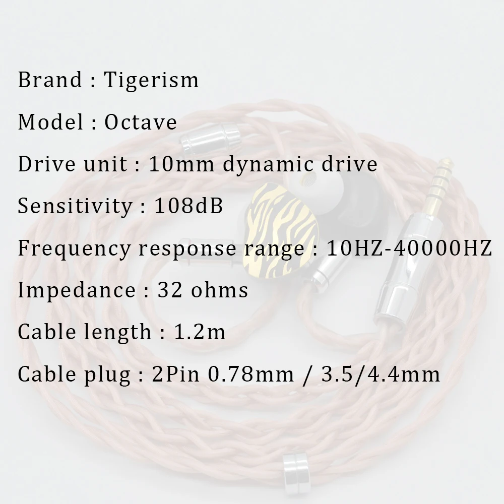 Imagem -05 - Tierism-fone de Ouvido Intra-auricular Oitava Acionamento Dinâmico Hi-fi Metal Pinos Cabo de Cobre Puro 078 1dd 10 mm