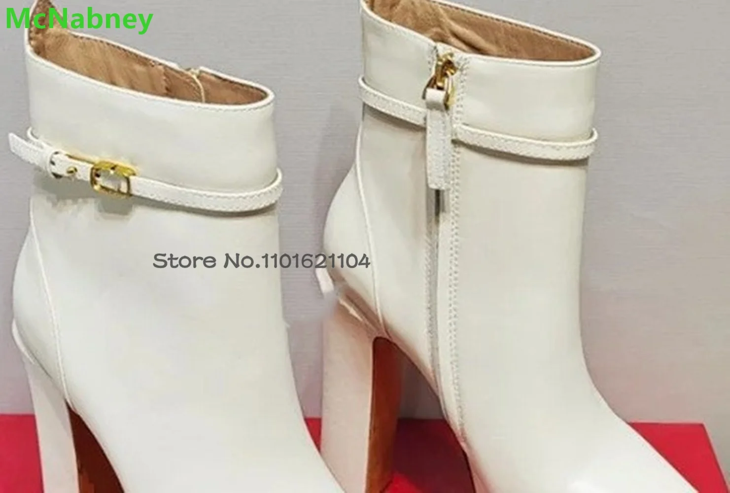 Square Heel Platform Short Boots For Female Women 2024 Winter Leather Fabric Round Toe Side Zipper Luxury Fashion Elegant Shoes