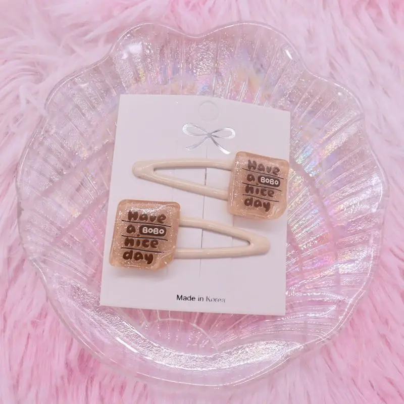 2Pcs/Set Kawaii Donut Biscuit Animal Bear Shape Hair Accessories Kid Headband Fashion Child Hair Clips Girl Hairpin Ornaments