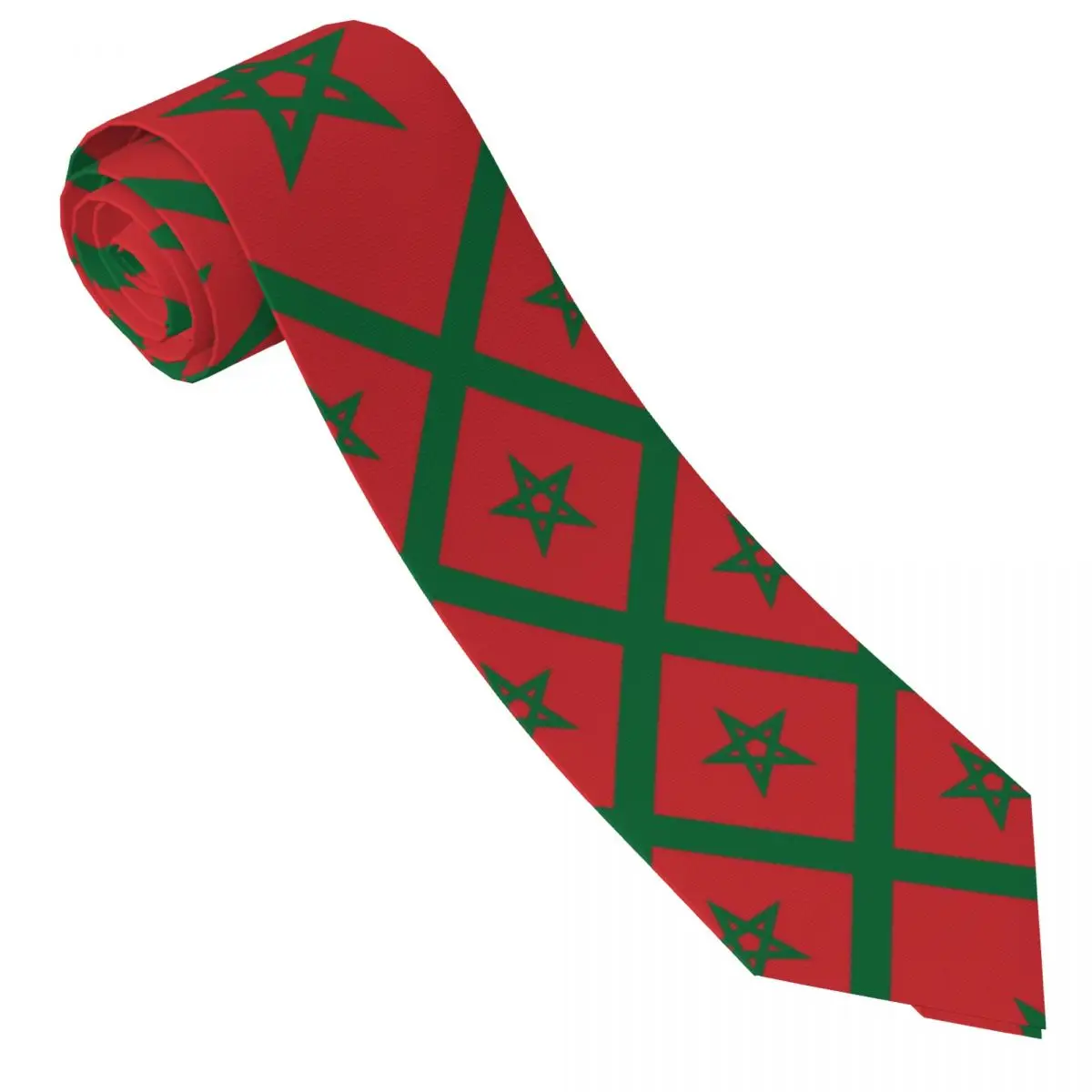 Mens Tie Classic Neckties Morocco Flag Narrow Collar Slim Casual Tie Accessories Gift